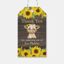 Rustic Sunflower Highland Kuh Vielen Dank für Ihr  Geschenkanhänger
