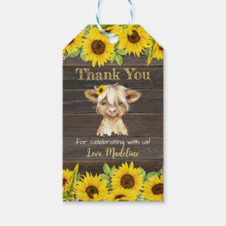 Rustic Sunflower Highland Kuh Vielen Dank für Ihr Geschenkanhänger