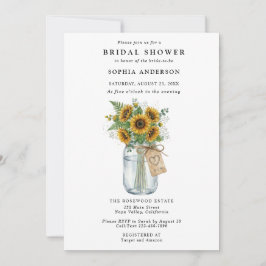 Rustic Sunflower Mason Jar Bridal Shower Einladung