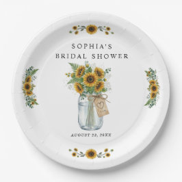 Rustic Sunflower Mason Jar Bridal Shower Paper  Pappteller