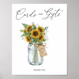 Rustic Sunflower Mason Jar Cards & Gifts Sign Poster