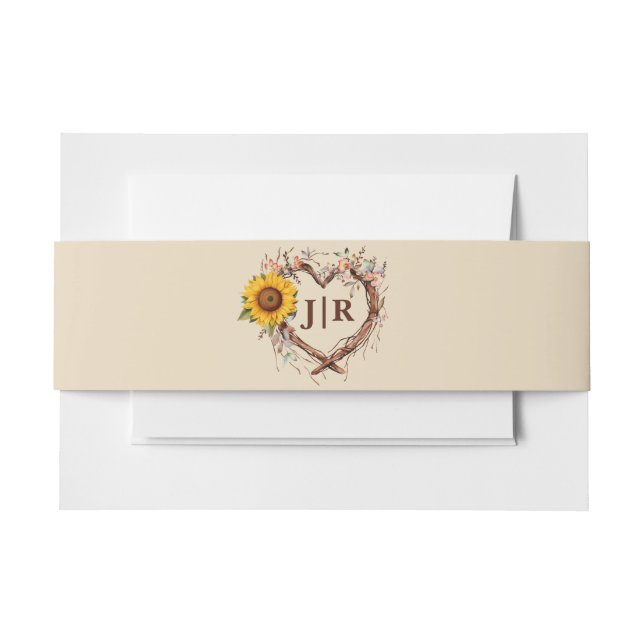 Rustic Sunflower Monogram Wedding Bly Einladungsbanderole (Vorderseite Beispiel)