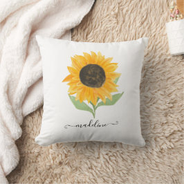 Rustic Sunflower Personalized Name Script Kissen
