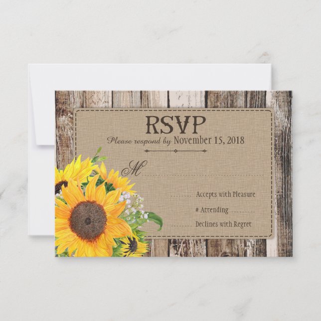 Rustic Sunflower RSVP Card (Vorderseite)