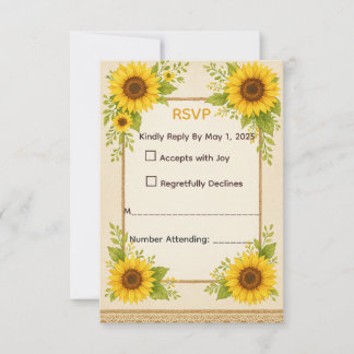 Rustic Sunflower RSVP Card Karte