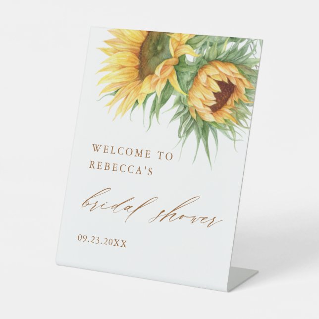 Rustic Sunflower Script Brautparty Willkommen Sockelschild (Vorderseite)