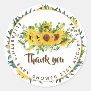 Rustic Sunflower Themed Baby Dusche Gefallen Gesch Runder Aufkleber