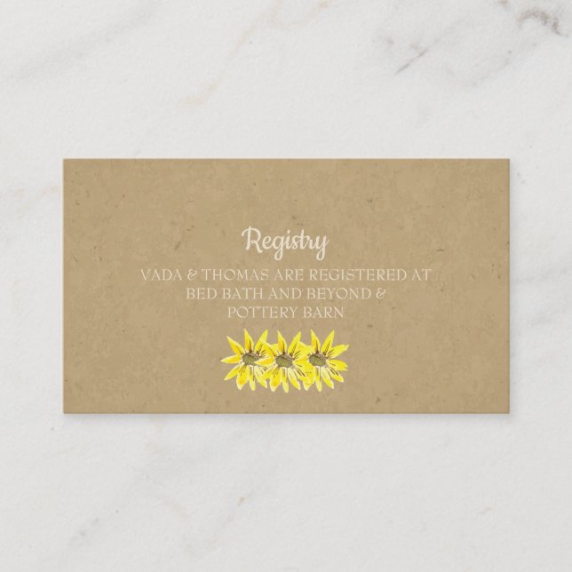 Rustic Sunflower Wedding Card Begleitkarte (Vorderseite)