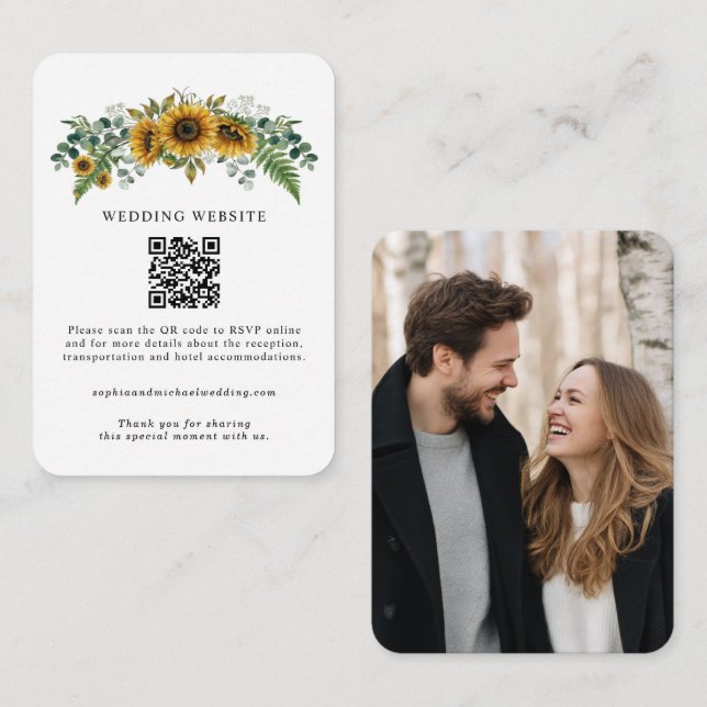 Rustic Sunflower Wedding Enclosure Card Begleitkarte (Vorne/Hinten)