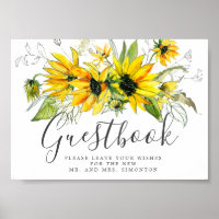 Rustic Sunflower Wedding Gästebuchunterschrift