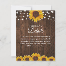 Rustic Sunflower Wedding Guest Details Karte