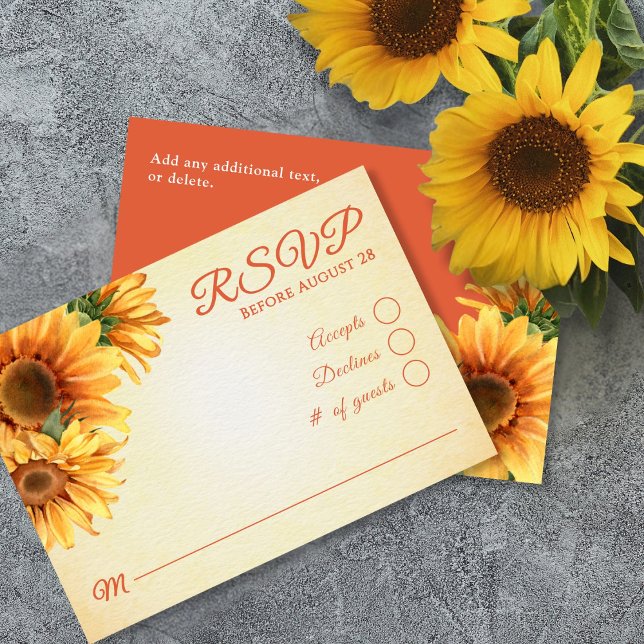 Rustic Sunflower Wedding RSVP Card (Von Creator hochgeladen)
