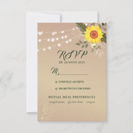 Rustic Sunflower Wedding RSVP Card