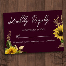 Rustic Sunflower Wedding RSVP Card