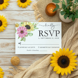 Rustic Sunflower Wedding RSVP Card Karte