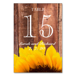 Rustic Sunflower Wedding Tischnummer Card