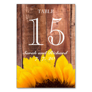 Rustic Sunflower Wedding Tischnummer Card