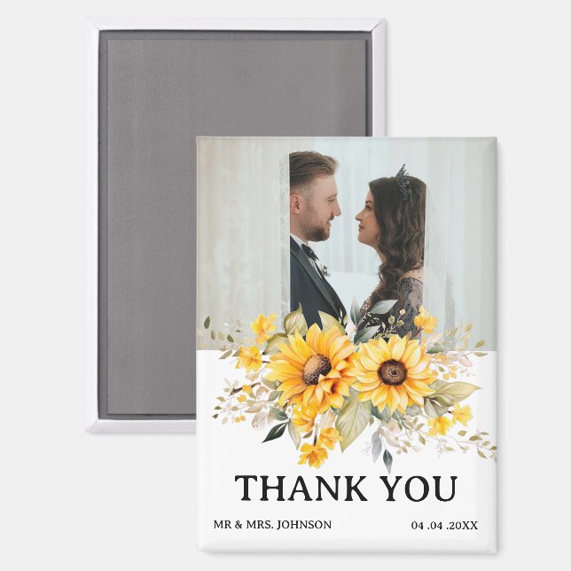 Rustic Sunflower Wedding Vielen Dank Magnet (Vorderseite/Rückseite)