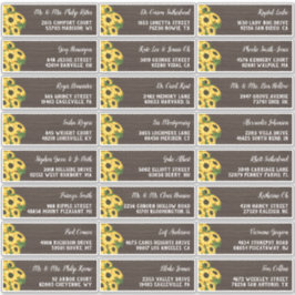 Rustic Sunflower Wood 24 Wedding Guest Address Aufkleber