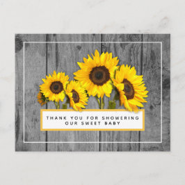 Rustic Sunflower Wood Baby Dusche Vielen Dank Postkarte