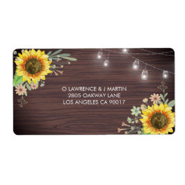 Rustic Sunflower Wood Jar Lights Hochzeitadresse