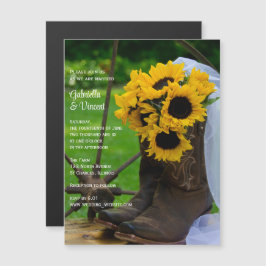 Rustic Sunflowers and Cowboy Boots Western Wedding Magneteinladung