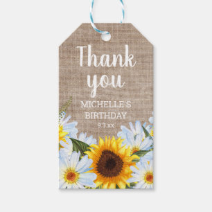 Rustic Sunflowers Daisies Geburtsdatum Geschenkanhänger