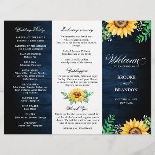 Rustic Sunflowers Gipskraut Hochzeitsprogramm