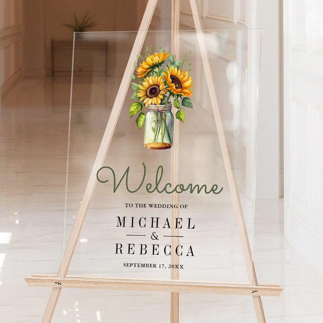 Rustic Sunflowers Mason Jar Wedding Welcome (Créateur téléchargé)