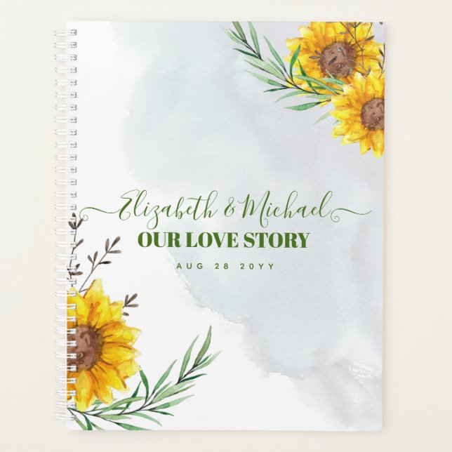 Rustic Sunflowers Newlyweds Gift Planners Journals Planer (Vorderseite)