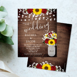 Rustic Sunflowers Roses Jar Lights Budget Wedding