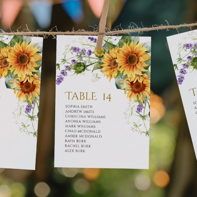 Rustic Sunflowers Wedding Seating Chart Cards Einladung (Von Creator hochgeladen)