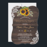Rustic Sunflowers Wood Eighteen Birthday Party Einladung<br><div class="desc">Rustic country wedding card design featuring watercolour sunflowers bouquets,  arrows with hearts and sunflowers as divider,  all on an old barn background. Use Customize tool to add your info. Matching items can be found in my !8th Birthday Collection.</div>