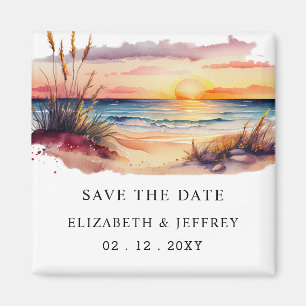Rustic Sunset Beach Économisez La Date Magnet