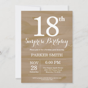 Rustic Surprise 18e anniversaire Invitation