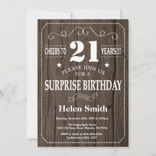 Rustic Surprise 21ème anniversaire Invitation