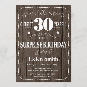 Rustic Surprise 30th Birthday Invitation