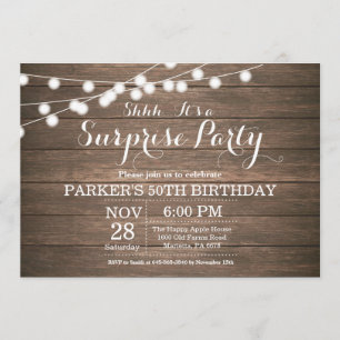 Rustic Surprise 50e anniversaire Invitation Bois