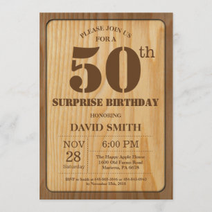 Rustic Surprise 50e anniversaire Invitation Bois