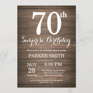 Rustic Surprise 70th Birthday Invitation