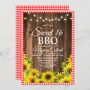 Rustic Sweet 16 BBQ Invitation tournesol