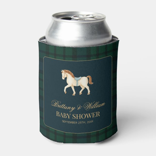 Rustic Tartan Plaid Horse Baby Shower  Dosenkühler (Kanne Vorderseite)