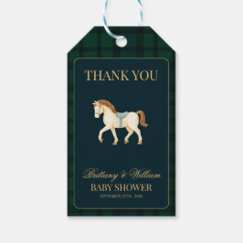 Rustic Tartan Plaid Horse Baby Shower  Geschenkanhänger