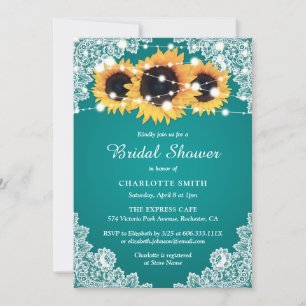 Rustic Tea Lace Sunflower Bridal Dusche Einladung