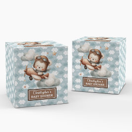 Rustic Teddy Bear Pilot Baby Showbox Geschenkschachtel