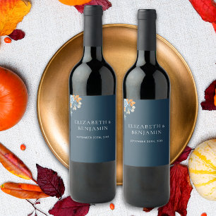 Rustic Terracotta Blue Rust Eukalyptus Wedding Weinetikett