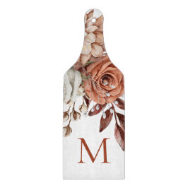 Rustic Terracotta Boho Florals Monogram Initial Schneidebrett