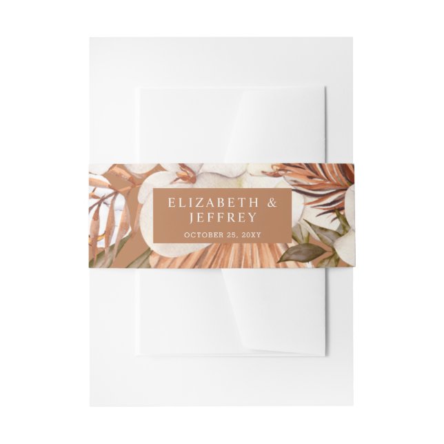 Rustic Terracotta Boho Pampas Orchids Wedding Einladungsbanderole (Vorderseite Beispiel)