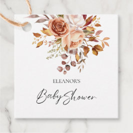 Rustic Terracotta Floral Name Baby Dusche Danke Geschenkanhänger