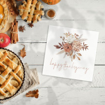 Rustic Terracotta Florals Happy Thanksgiving